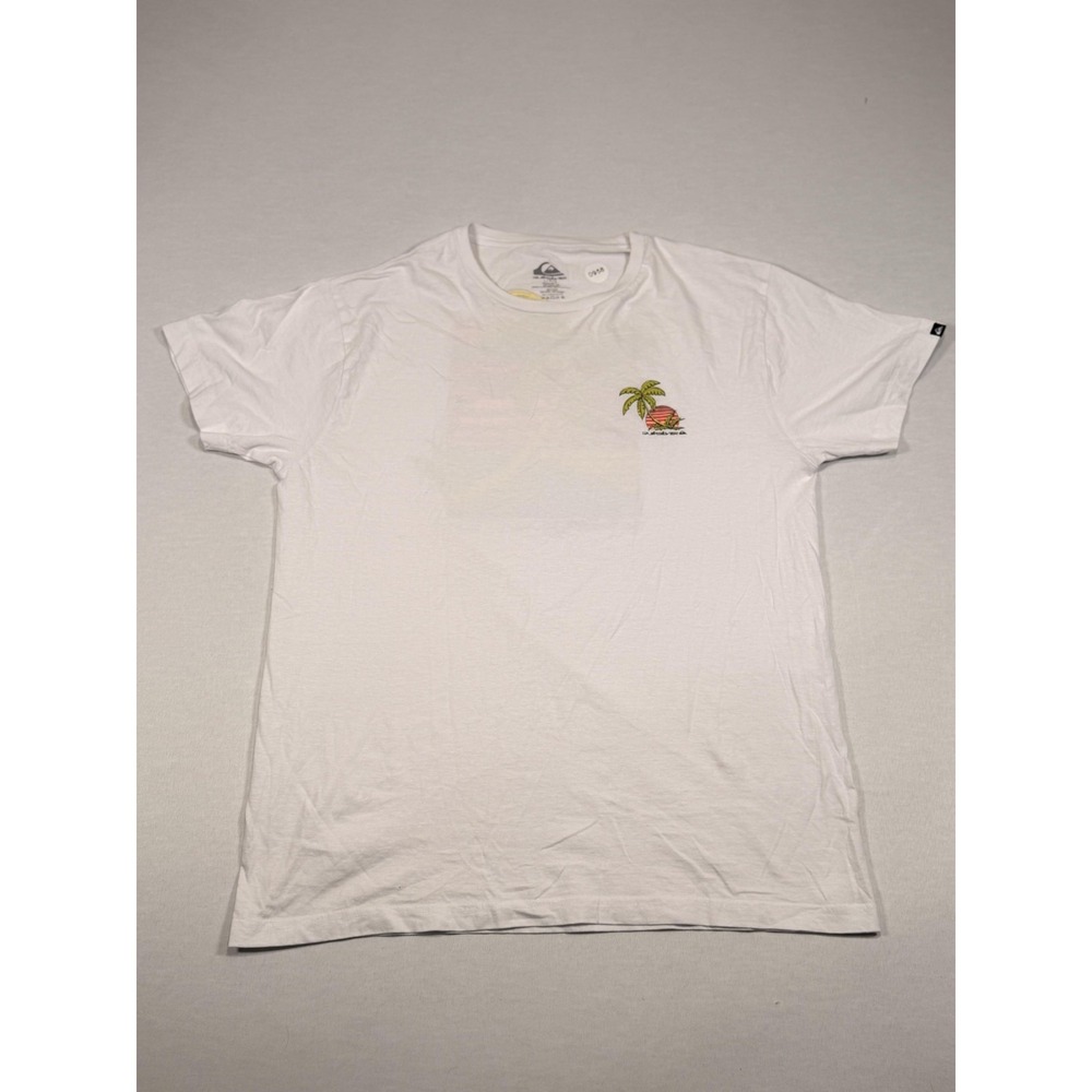 Quiksilver Shirt Mens‎ Large White Palm Tree Ron Jon Graphic Tee Surf Beach